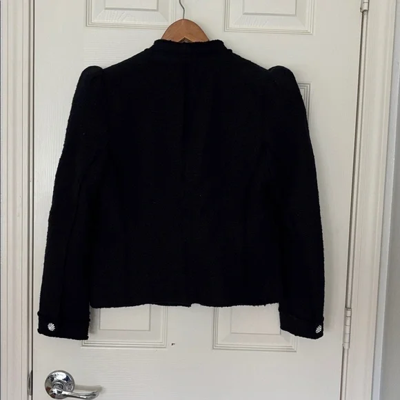 Zara black tweed like jacket with crystal like buttons. Has shoulder pads. - Picture 8 of 8